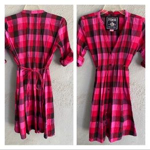 Y2K Vintage Victoria’s Secret PINK Plaid Button Down Dress Pink Black Small EUC